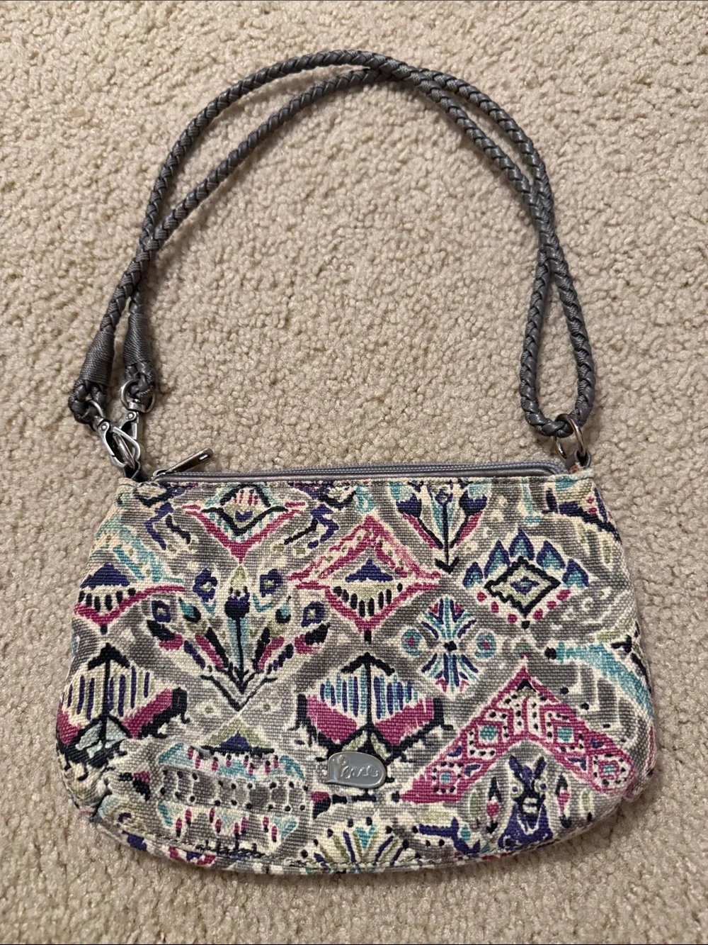 Sakroots Artist Circle Geometric Patterned Crossbody with Braided Strap